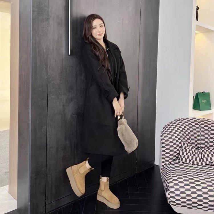 Thick Soled Snow Boots for Women Fashionable Height Increasing Cotton Shoes with Plush Chelsea Short Boots