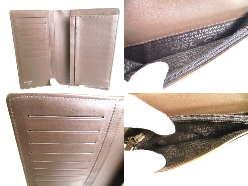 Authentic CHANEL CC Logo Olive Green Patent Leather Bifold Flap Long Wallet #a052  Open box