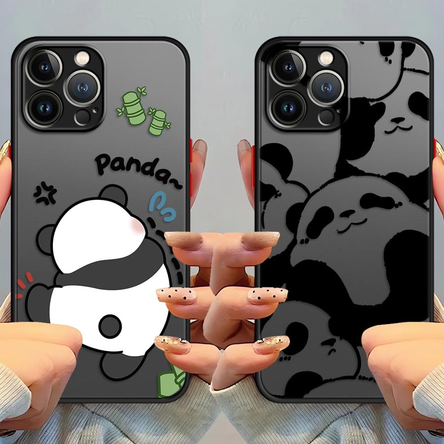 Cute Panda Funny Case for iPhone 17 Pro Max 13 Mini XS XR 15 12 14 7 8 SE 11 Air 16 Plus Funda Back Phone Cover