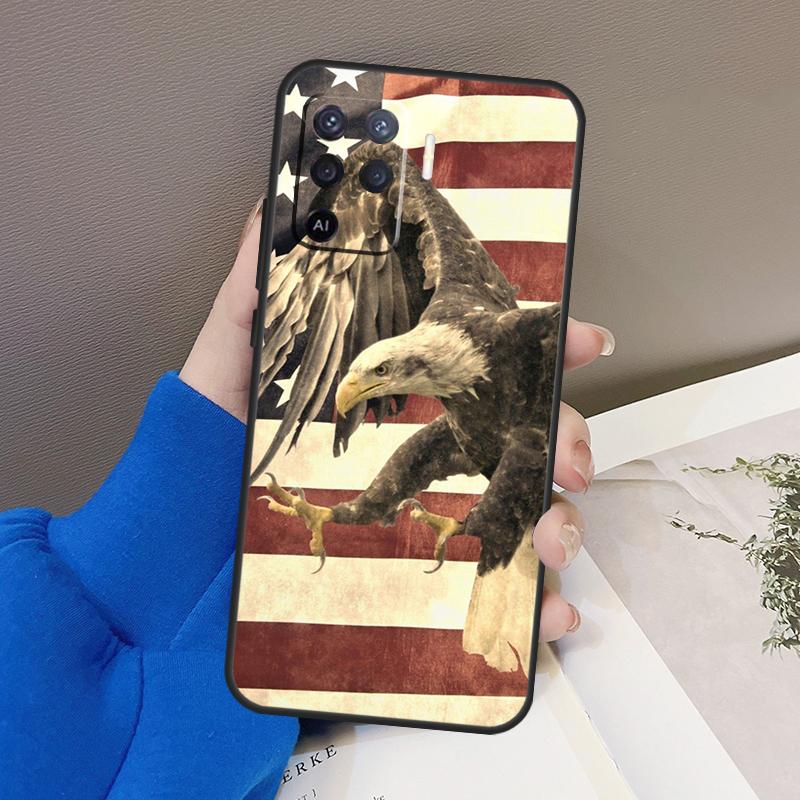 American USA Flag Eagle Case For Oppo A77 A57 A17 A60 A80 A40 A74 A54 A94 A78 A98 A18 A38 A58 A96 A76 A16 A15 A5 Pro