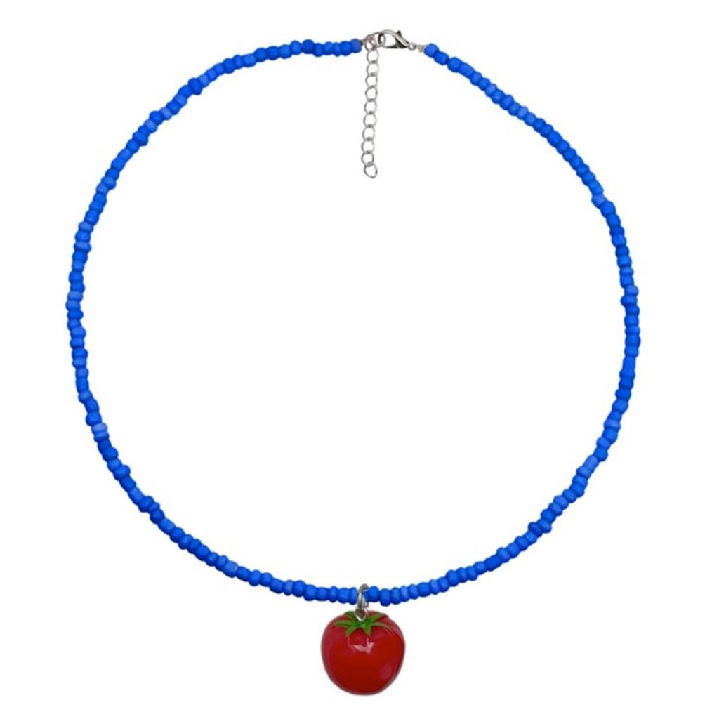 Handgefertigte Fruchtperlenkette Verstellbare Länge Halskette Bunte Perlen Schlüsselbeinkette für Strand- und Urlaubskleidung