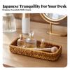 Natural Rectangular Woven Rattan-Style Storage Tray Sleek Open-Top