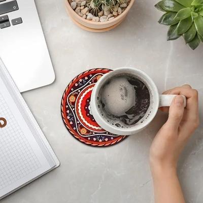 8PCS 10cm Wooden Coaster Tea Coffee Cup Pad Heat Resistant Round Bowl Teapot Mat Wood Placemats Coasters for Home Kitchen Decor