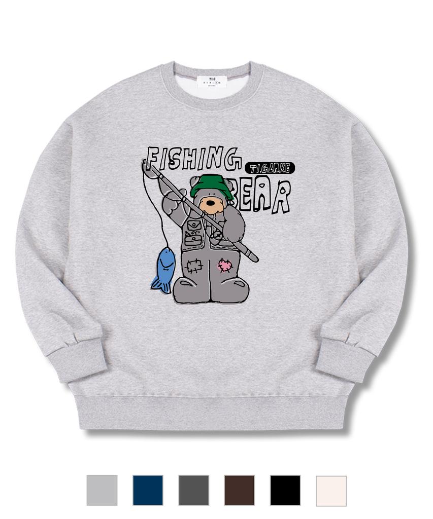 TI.GLAKE Fishing Bear Oversized Sweatshirt