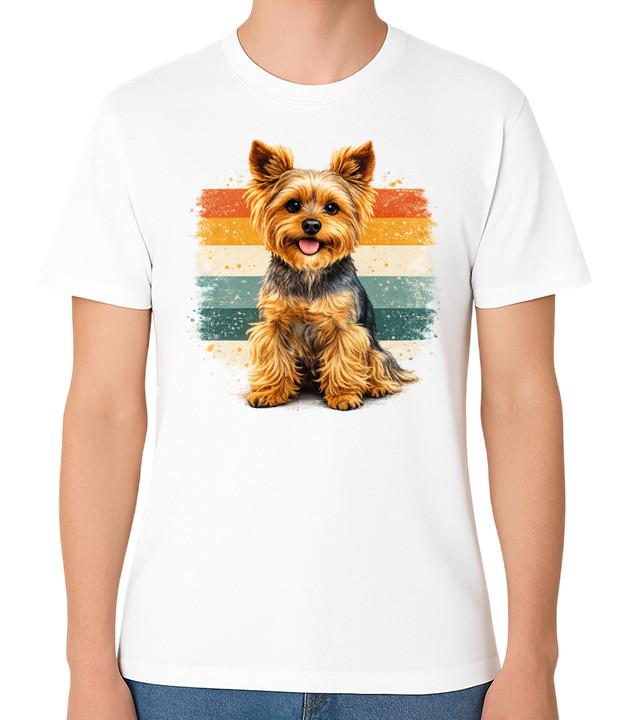 Yorkshire Terrier T-Shirt Cute Yorkie Retro Sunset Gift Unisex Tee S разноцветный