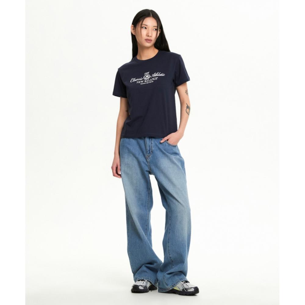 New Balance Nbnef2w212 Women Heritage Short Sleeve Tee  Navy 