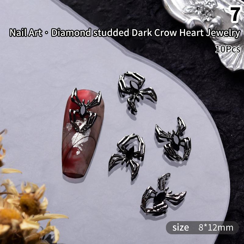 

10 шт. Хэллоуин Элемент ногтей Алмазный человеческий череп Паук Форма DIY Подвески Украшения Личность Стереоскопический