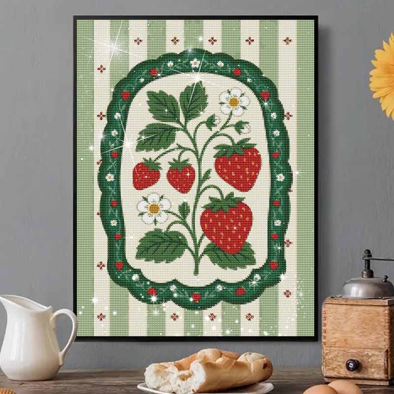 Diamond Painting Kit Strawberry Fruit Art 5D Full Drill Rhinestones Embroidery 30x40cm Living Room Bedroom Wall Decor Gift for Her
