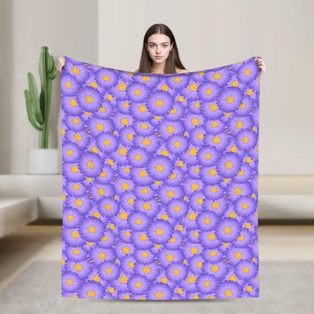 Daisy Floral Pattern Blankets Spring  Warm Cozy Throw Blanket For Adults Girls Living Room Flannel Bedspread Bed Cover