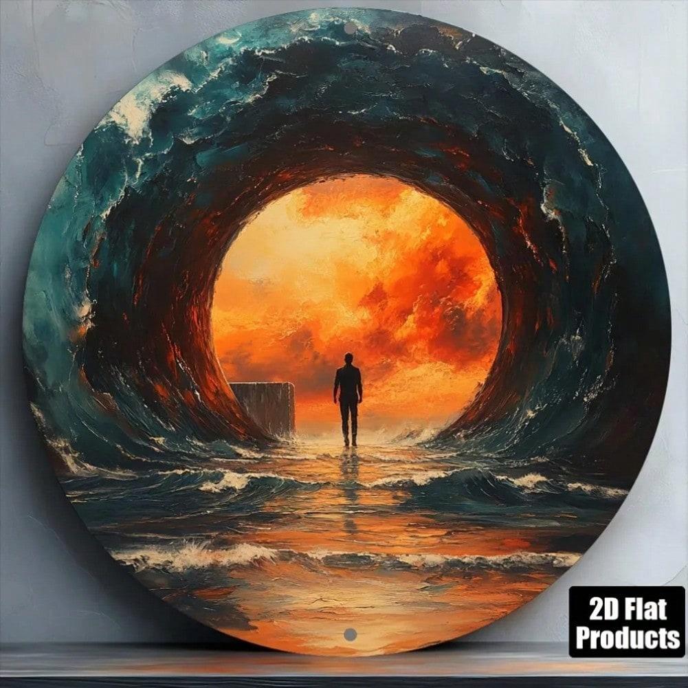 Modern Retro Wave Aluminum Wall Art Coastal Beach Decor Metal Sign Home 20x20