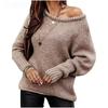 Moda feminina casual cor sólida impressão outono inverno plus size manga comprida o-pescoço suéteres soltos
