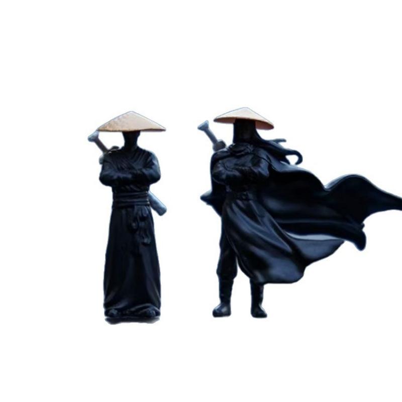 Resin Mini Figurines Decorative 50mm Ancient Sino-Japanese Samurai Warriors Office Cubicle Home Desktop Car Interior Model Gifts