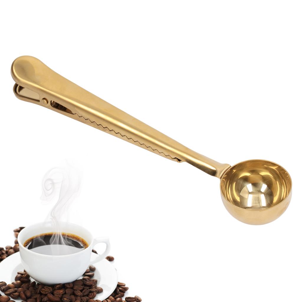 Coffee Spoon Sealing Clip 2 in 1 Stainless Steel Tight Sealing Deepen Design Convenient Practical Coffee Drinking Tools
