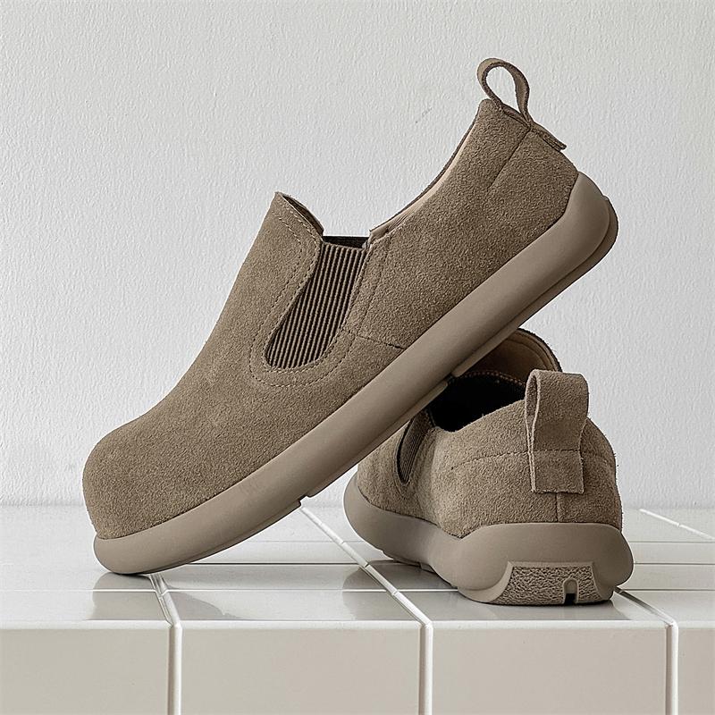 Fashion Men's Fashion Casual Leather Shoes Classic Male Microfiber Leather Loafers Vintage Style Slip On Flats Handmade Mens Shoes Suede