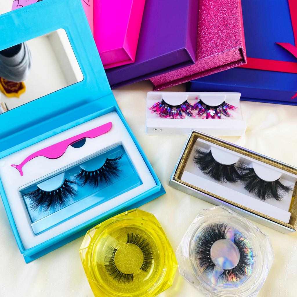 Richsky 3D Mink Lashes With Eye Lash Packaging Box Bulk Fluffy Handmade Mink Eyelash