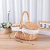 Vintage Rattan Woven Picnic Basket Hand-held Storage Basket With Handle Barbecue Accessories Wicker Woven Flower Basket