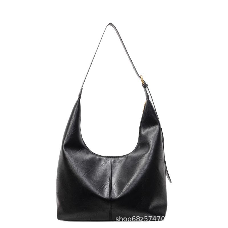 Large Capacity Bag Women's 2025 New Soft Leather Underarm Shoulder Bag Retro Bucket Women's Commuter Tote Bag for Work