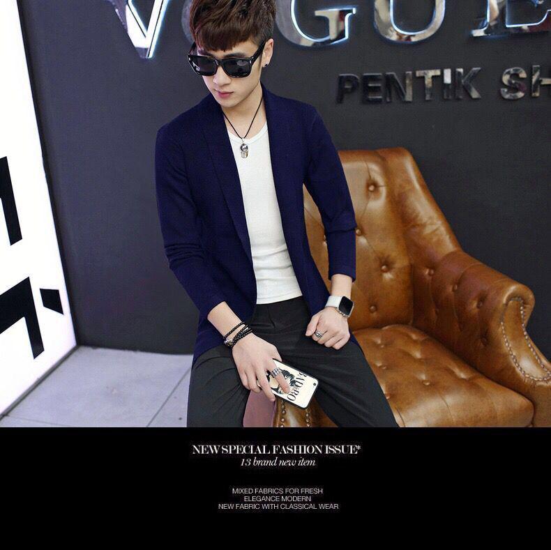 Men's Long Knit Cardigan Jacket - Korean Style Youth Fashion, Spring/Autumn Sweater Windbreaker