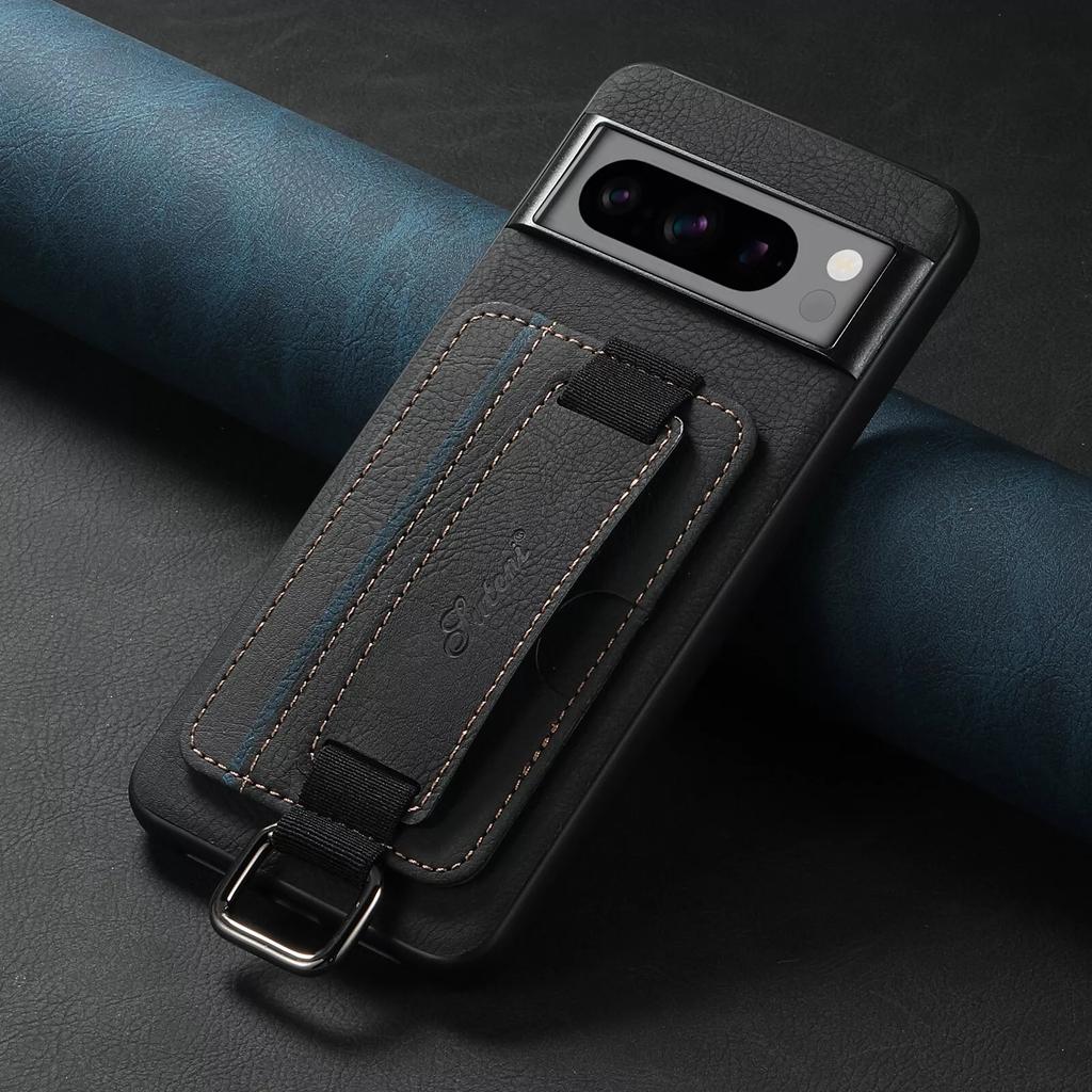 Brieftaschenhülle für Google Pixel 9 Pro 8 7 6 Pro Elastisches Handgelenkband Ständer Kartenfächer Halter Rückseite für Pixel 8A 7A 6A