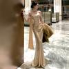 Tempérament Célébrité Sœur Royale Haut Bandeau Une Épaule Robe de Fiançailles Robe de Toast de Mariée Robe de Robe du Matin