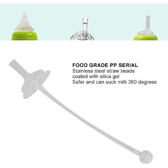 Jerliflyer 4pcs Bottle straws, hydrojug straw wide mouth silicone gravity ball design baby straw replacement no leakage baby drinking tools