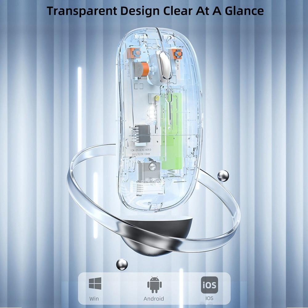 2.4G Transparent Wireless Bluetooth Mouse for Android Windows Ios Wireless Mouse Rechargeable Model Silent