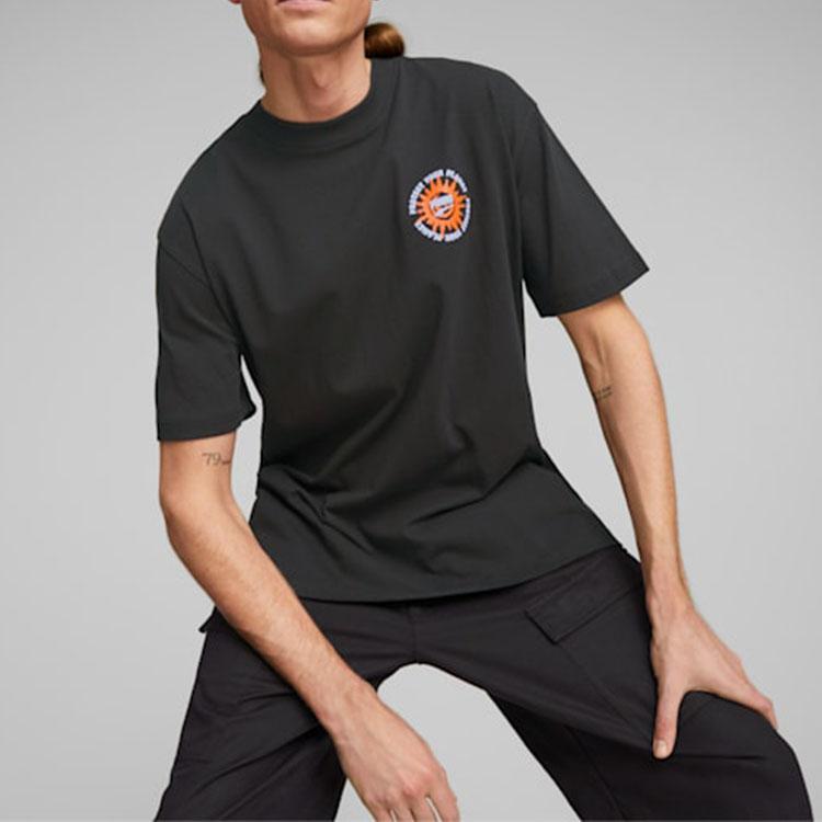 Puma Downtown Series Letter Print Short Sleeve T-Shirt Men Tops Black 539181-01