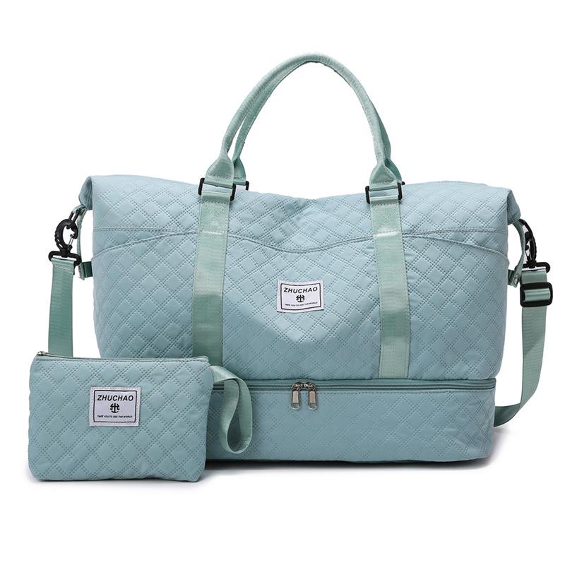 

Large Capacity Gym and Travel Bag with Wet/Dry Separation and Diamond Pattern