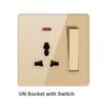 TYC Port Lamp 5-Hole Golden Acrylic Panel UK13A Wall Socket Switch 2 USB Universal 2/3/4/5 Pin Waterproof Touch Panel 13A Max