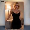 Retro Blonde Woman Black Dress Metal Wall Art Xin Durable Tin Sign for Bedroom Home Theater Decor