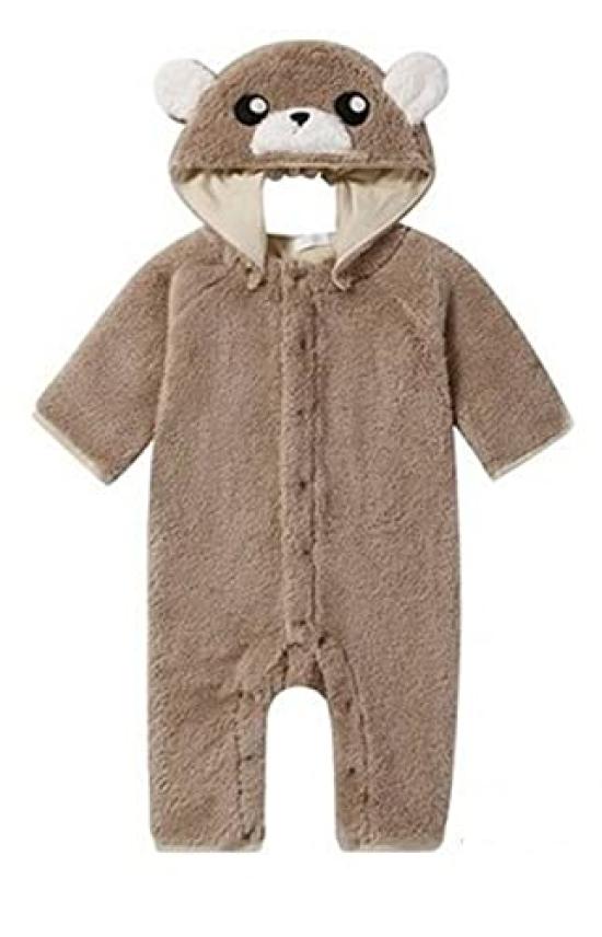 Baby Fashion Romper Fluffy Towel Fleece Bear Coverall 785002 Brown Size 80