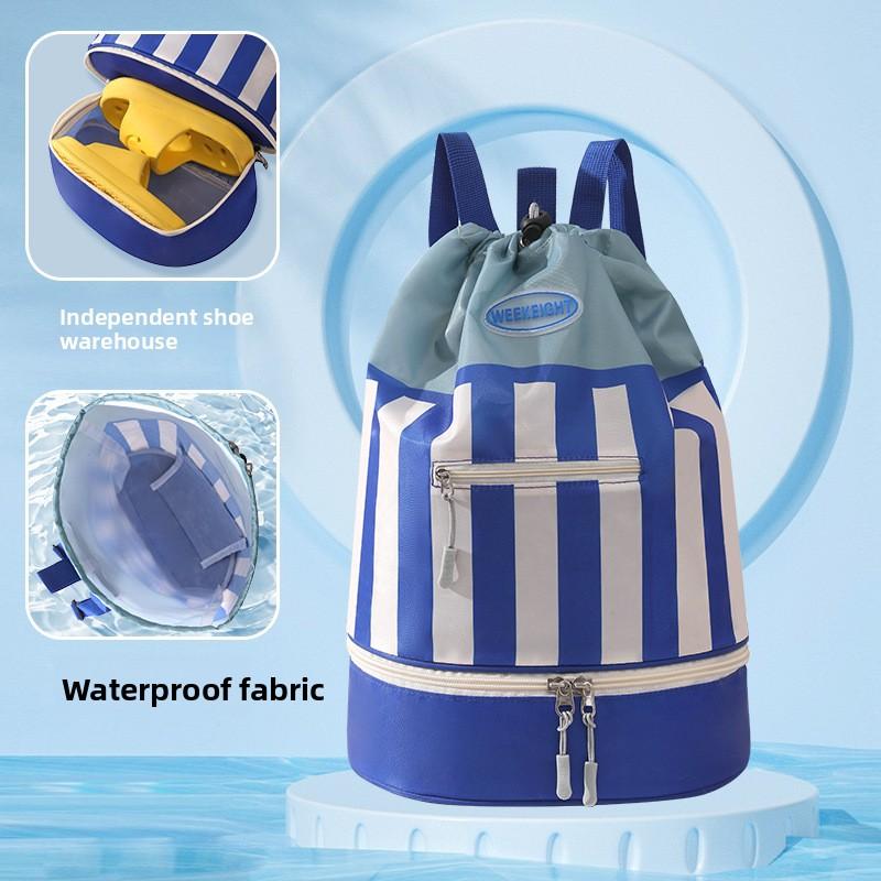 Children's swimming bag with wet and dry separation storage bag, cartoon portable backpack for boys and girls, waterproof bag for bathing at the