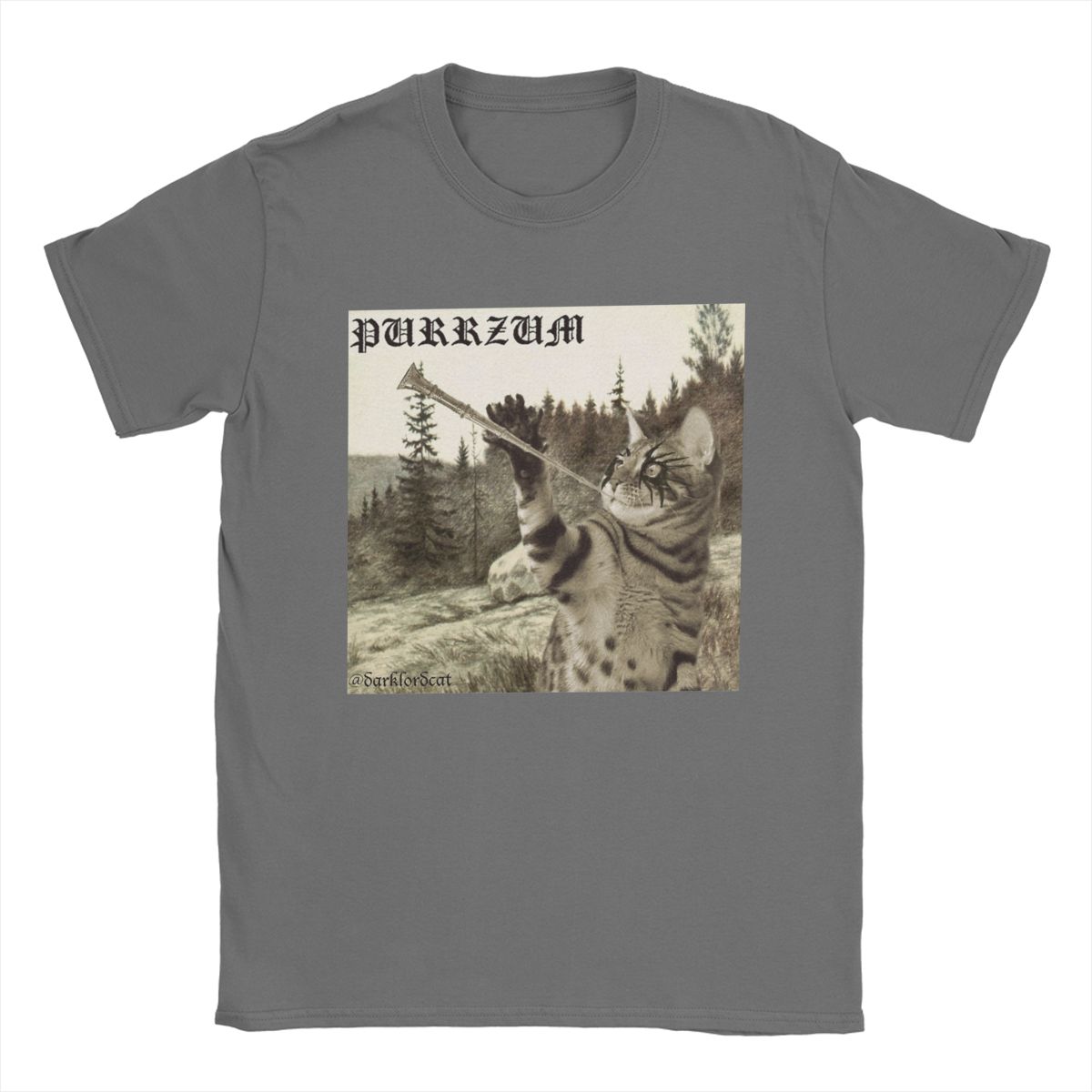 

Чоловіча футболка Purrzum Burzum Смішна Чиста бавовна Футболки З коротким рукавом Футболка З круглим вирізом Топи Подарунок на день народження S темно-сірий колір