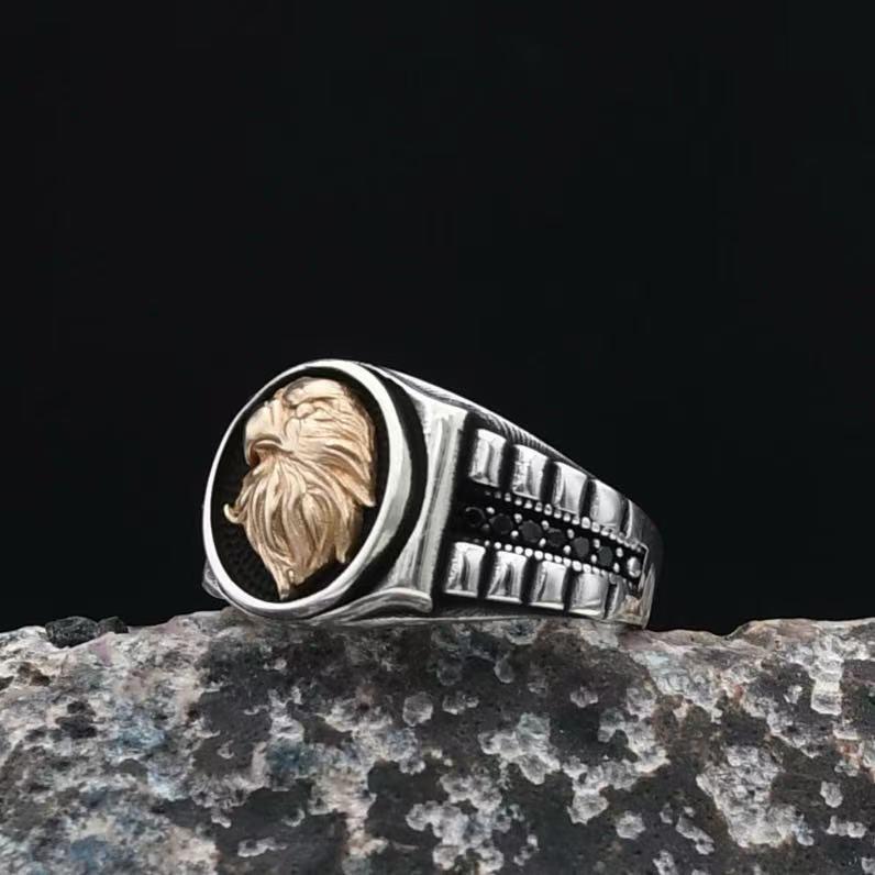 Eco-friendly American Punk Men's Eagle Head Ring