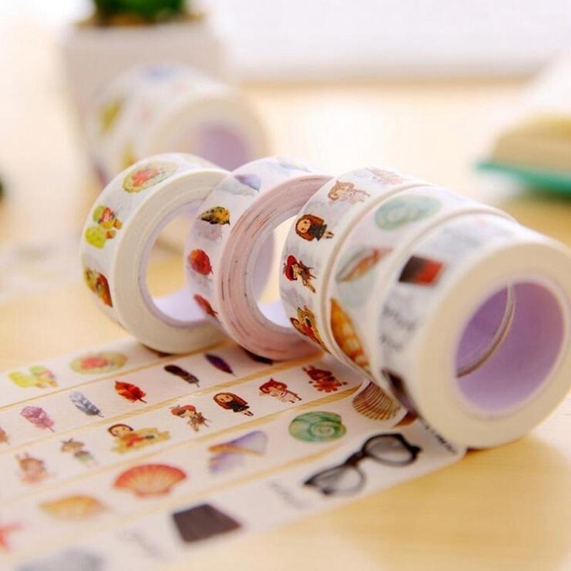 1 Pcs Printing Washi Tape Roll Decorative Sticky Paper Masking Tape Adhesive