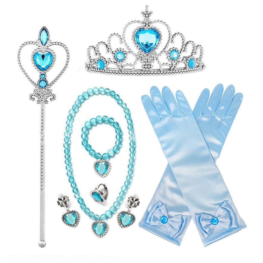 Children'S Accessories Set Love Snowflake Crown Magic Wand Princess Necklace Gloves
