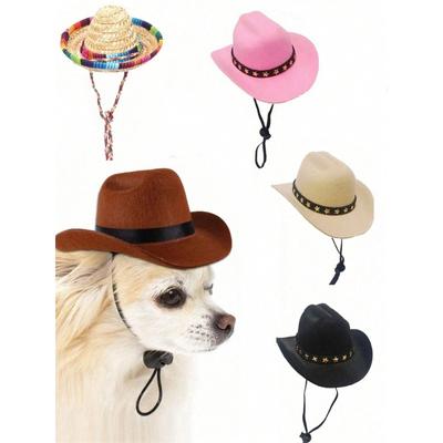 1pc Pet Cowboy Hat, Pet Accessory For Cats & Dogs, Western Style Sun Hat For Outdoor Activities, Holidays & Photoshoots