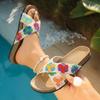 Women Slippers Large Size Platform Thick Heel Sandals Summer Colorful Diamond Buckle Slippers Fashion Slip-On Shoes Slides Women