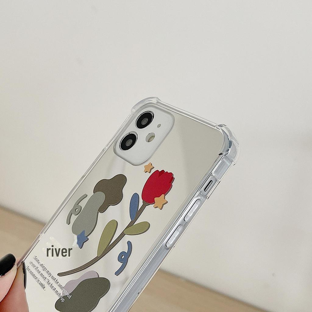 Floral Mirror Case for iPhone 15 Pro, iPhone 16, XS Max, and Honor 90 - Japanese and Korean Style