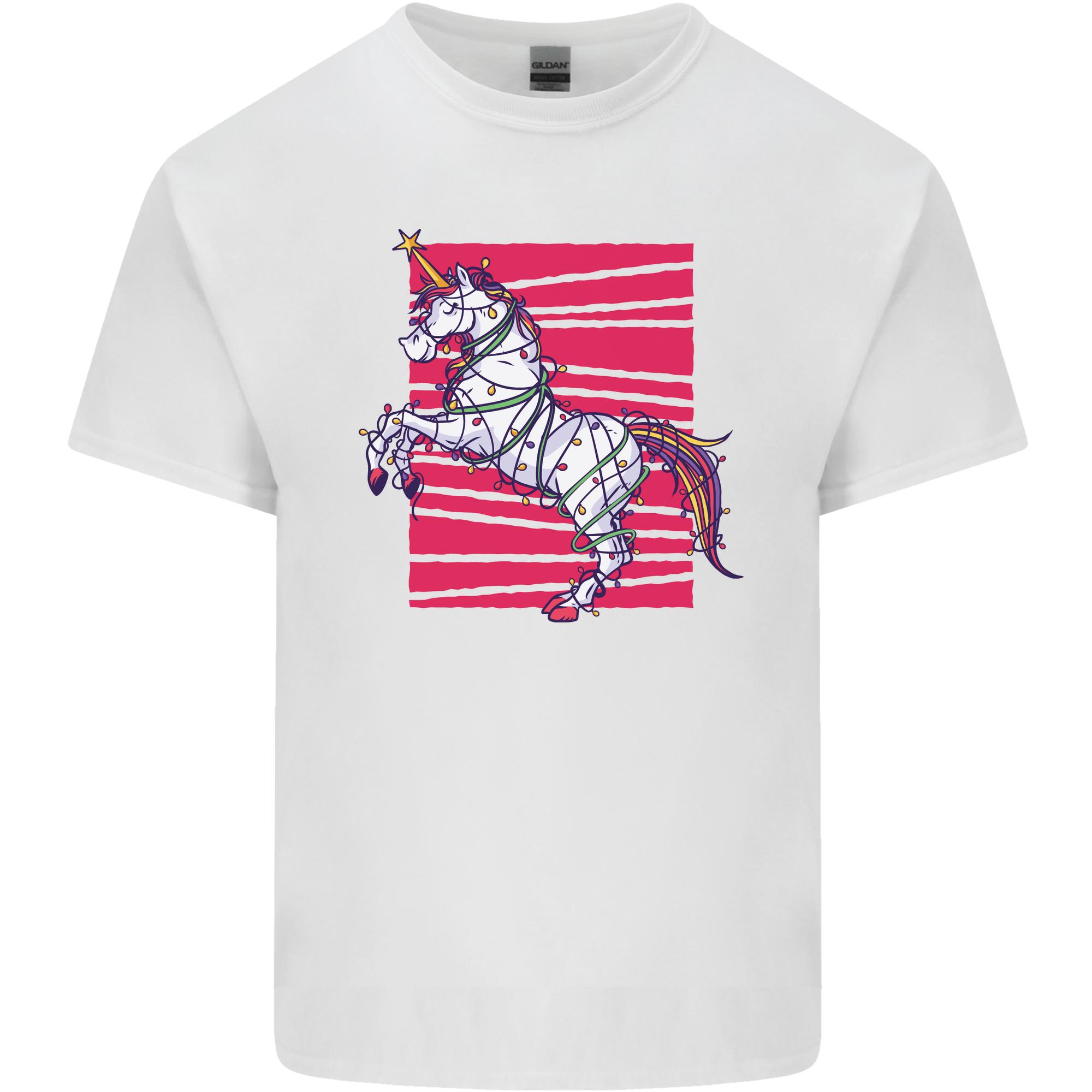 A Christmas Unicorn in Xmas Fairy Lights Unisexs Light Cotton TShirt S
