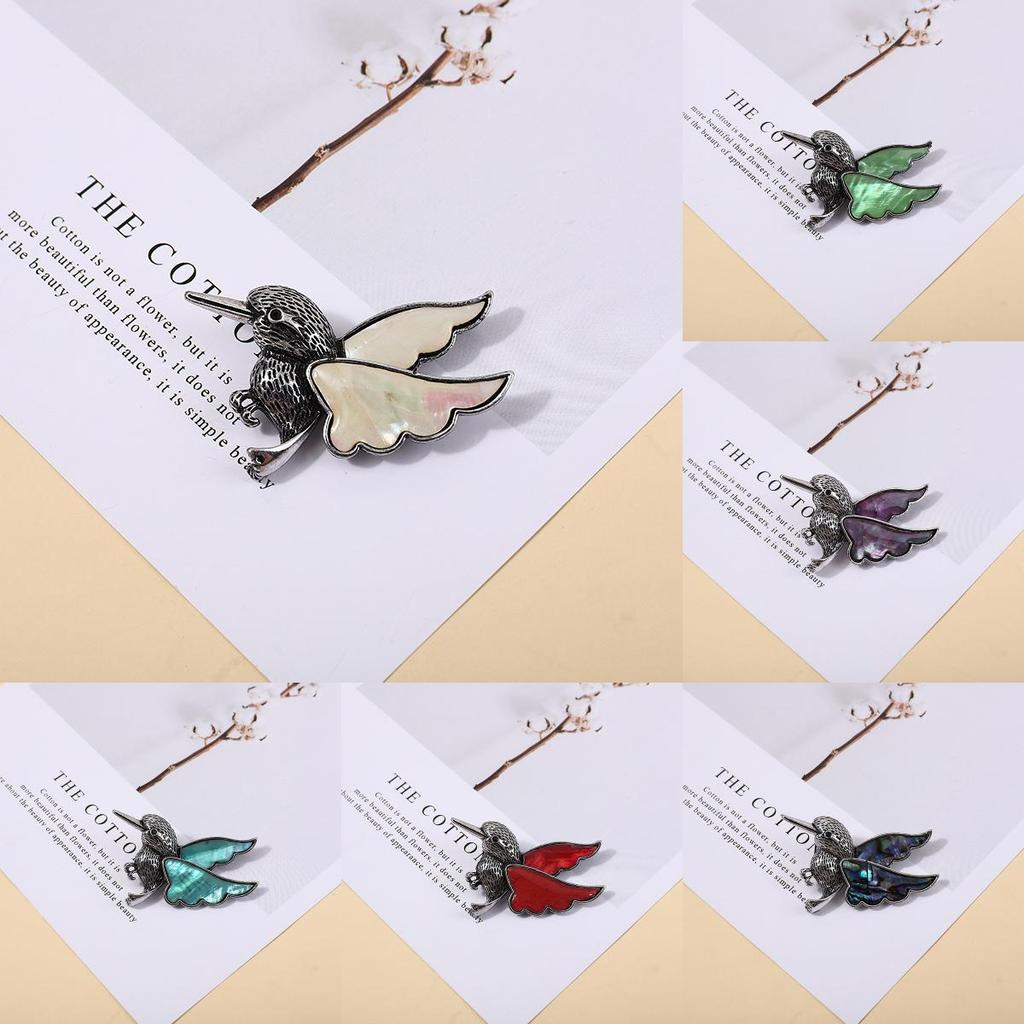 Animal Shell Bird Brooch Pin With Alloy Embedding For Fashion Accessory