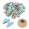 Mini Wooden Heart Clothespins, Multicolor Small Clothespins with Heart,  Tiny Clothes Pins with String for Photos Display,DIY Craft,Wedding Decor