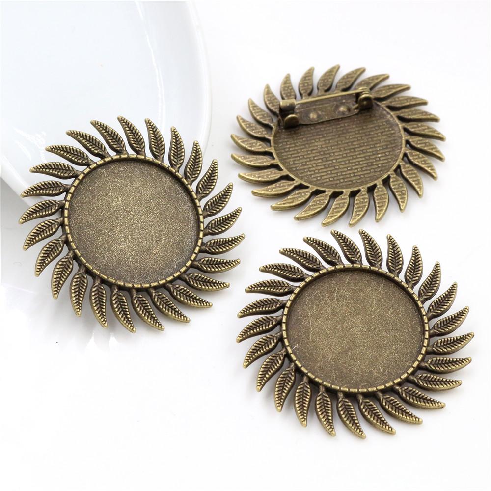New Fashion 5pcs 25mm Inner Size Antique Silver Plated and Antique Bronze and Antique Gold Color Brooch Cabochon Base Setting