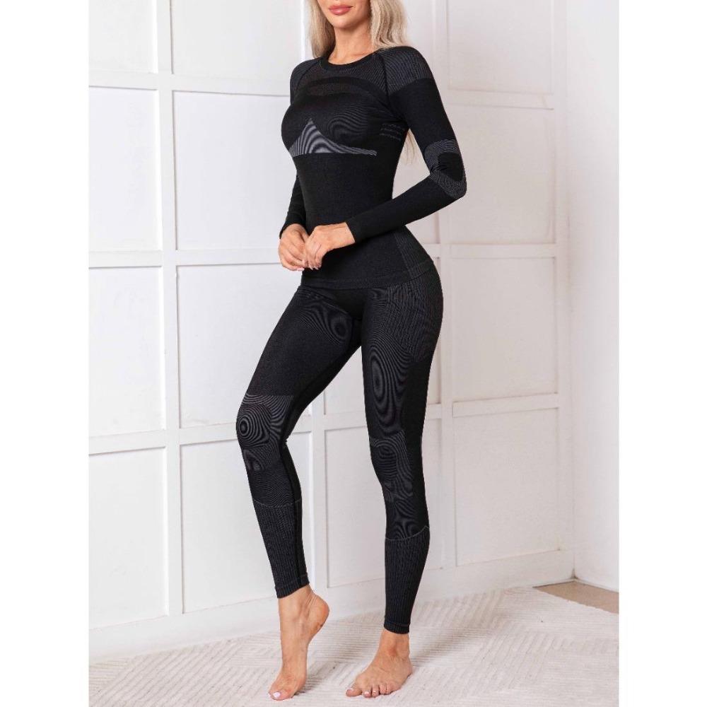 CHARMLEAKS Conjunto de Roupa Interior Térmica para Mulheres Calças Compridas Sem Costura Quente Camada Base Superior e Inferior Roupa de Esqui para Clima Frio
