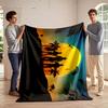 "Silhouettes of Soldiers with Sunset Scene Flannel Blanket for Bedroom, Living Room, Sofa, and Nap Sofas"