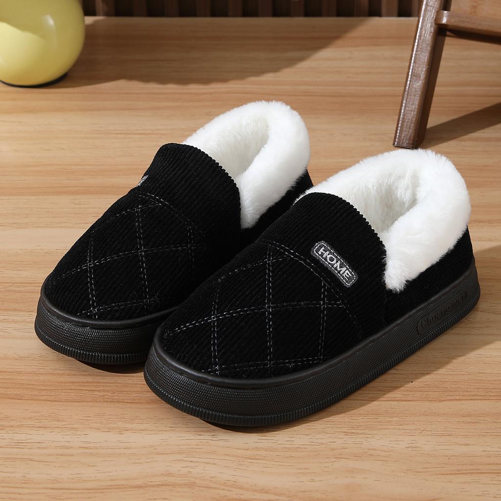 New autumn and winter thick-soled warm cotton slippers home indoor non-slip plush couple confinement cotton shoes outside