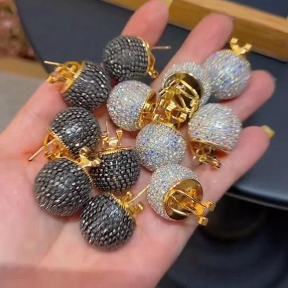 Personality Luxury Sparkle Full Rhinestone Ball Stud Earrings for Women Fashion Banquet Dress Party Jewelry Accessories Gifts