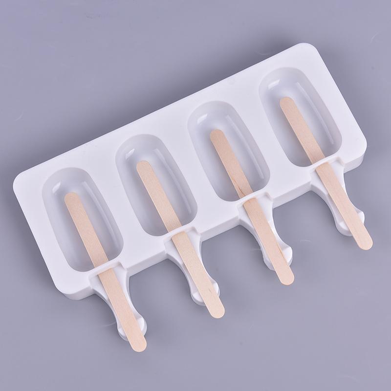 Silicone Frozen Ice Cream Mold Juice Popsicle Maker Ice Lolly Mould - 4 Cell