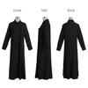 JINJUDUO Long Sleeve Shirt Solid Lapel Long Dress Women's Dress, Casual, Color, (M, Black)