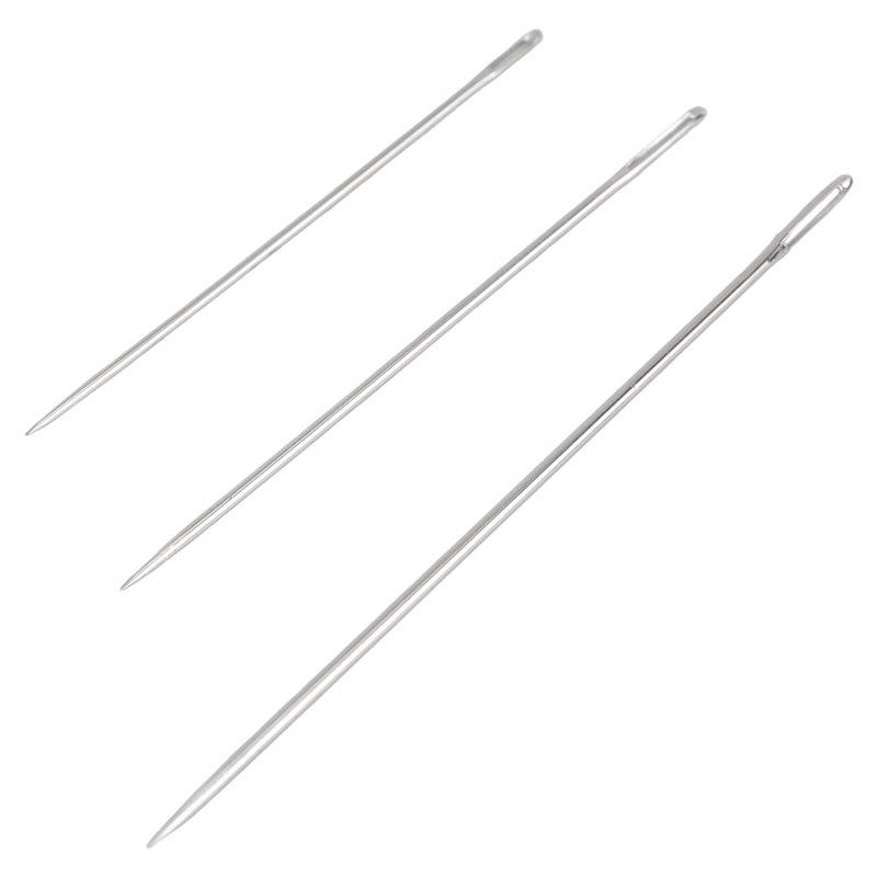 A34R 30Pcs Large-Eye Stitching Sharp Thick Needles, 5 Sizes Stainless Steel Sewing Needles Kit For Embroidery And Hand Sewing